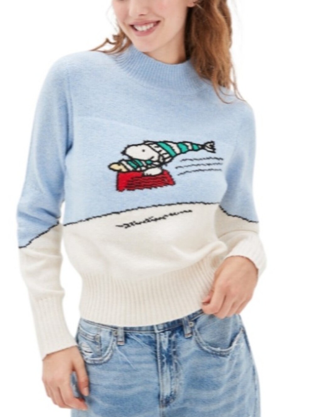 American Eagle Snoopy Mock Neck Knit Sweater-NWT